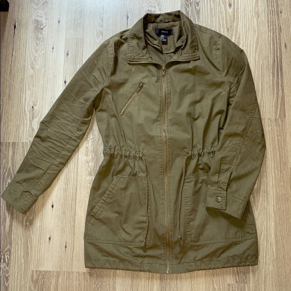 Forever 21 Army Green Zip up Jacket